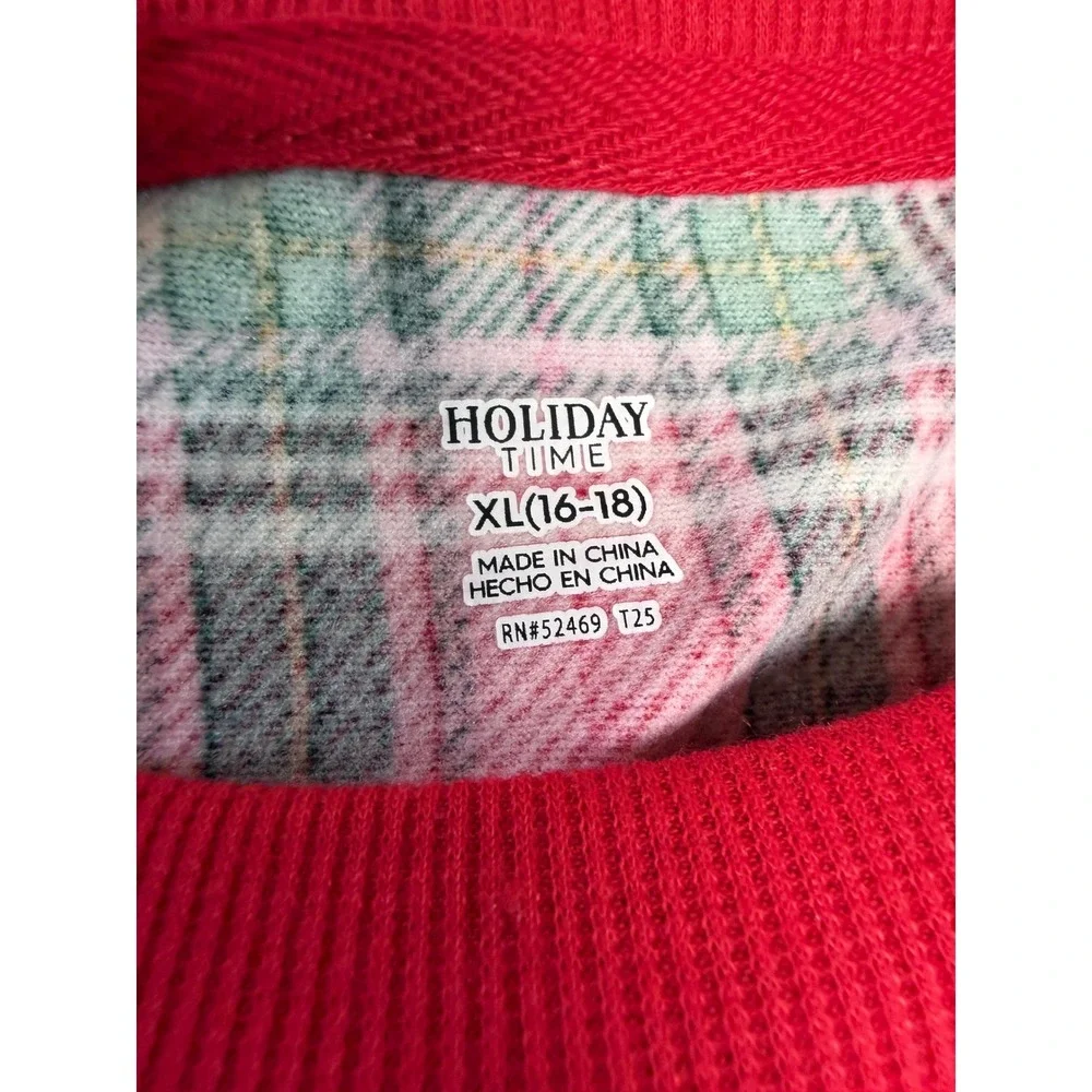 Holiday Time Womens XL 16-18 Red Pink Plaid 2 PC Pajama Set NWT J8